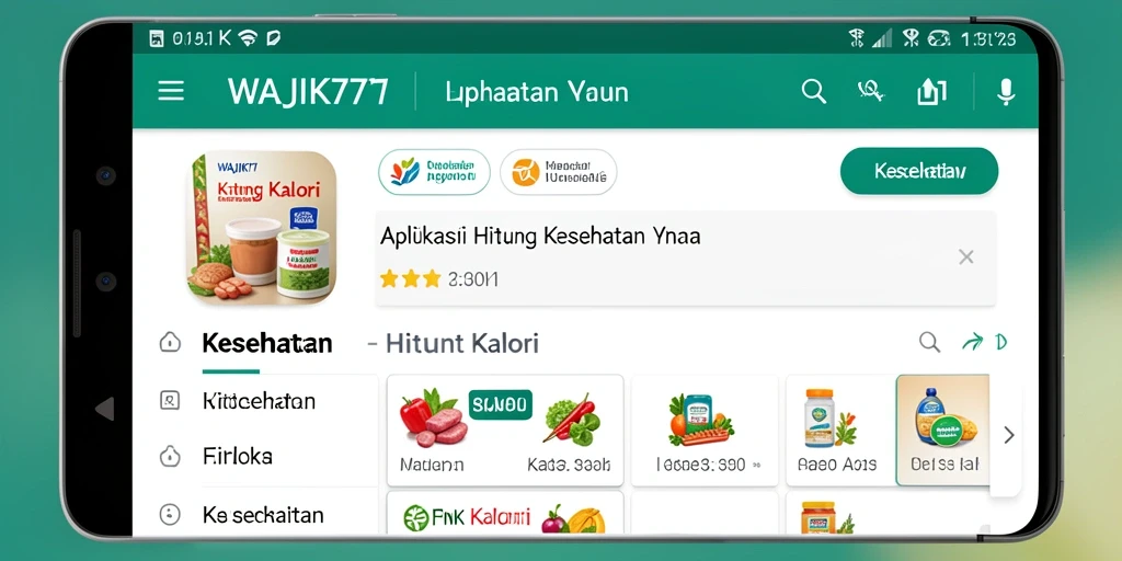 Antarmuka WAJIK777 yang sederhana dan intuitif untuk menghitung kalori.