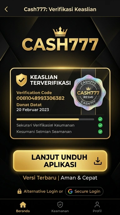 Tampilan kanal resmi cash777